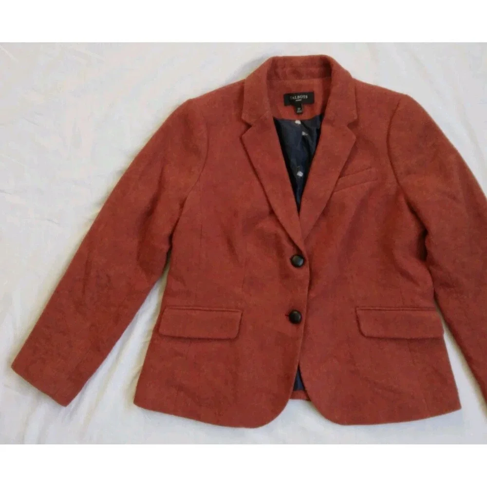 Talbots Blazer Jacket Rust Wool Blend Boho Preppy Women's Size 12P - Picture 3 of 13
